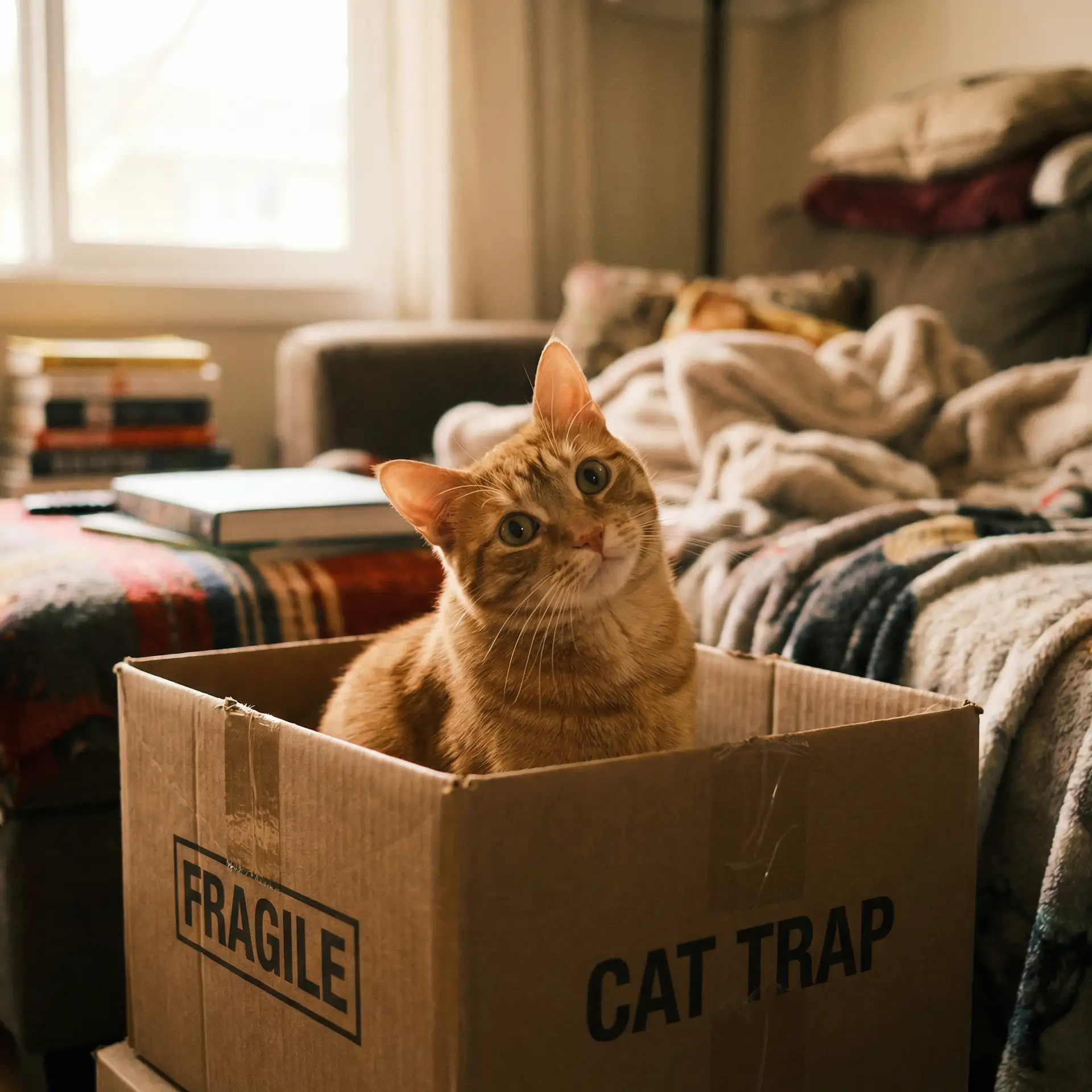 橘猫躲在纸箱里 - 免费手机点歌